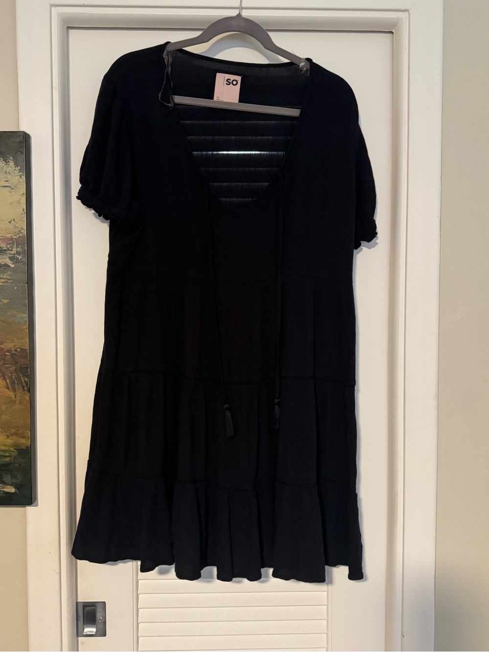 SO Goods for Life Black V-Neck Tiered Babydoll Tunic NWOT